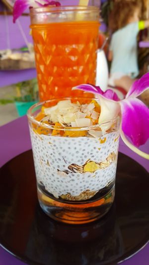 Chia pudding + juice at Kaya Caffe in Koh Lanta