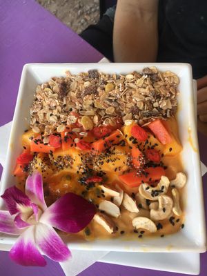 Papaya smoothie bowl  at Kaya Caffe in Koh Lanta