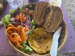 Vegan breakfast- scramble with toast and salad (huge portion)  at Kaya Caffe in Koh Lanta