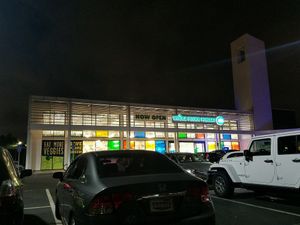 outside at night at 365 by Whole Foods Market in Santa Monica