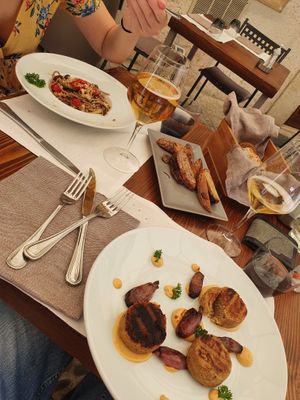 Chickpeas burger with balsamic scallion at La Piazzetta in Verona