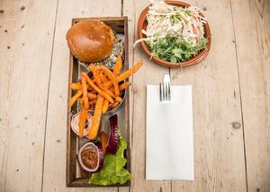 shroom burger & vegan slaw at The Swan in Cheltenham