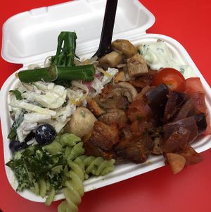 My plate of the self serve buffet bar  at HashGreen - Market Stall in North West London