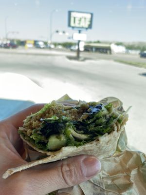 Sunshine wrap without cheese, added falafel  at The Chopped Leaf in Drumheller