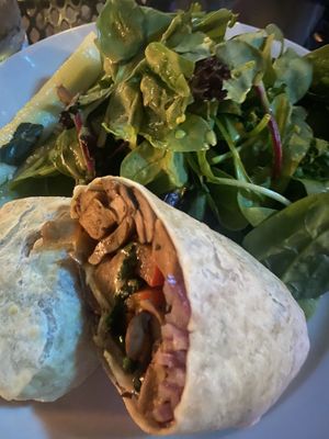 Disappointing vegan steak and cheese burrito    at Julian's in Providence