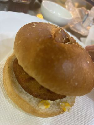 Sweetcorn burger   at Sheroes Hangout in Agra