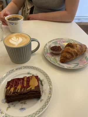 Lovely croissant and a “datey” brownie  at Comptoir Veggie in Paris