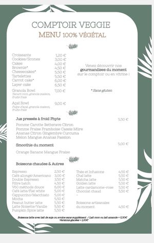 Menu  at Comptoir Veggie in Paris