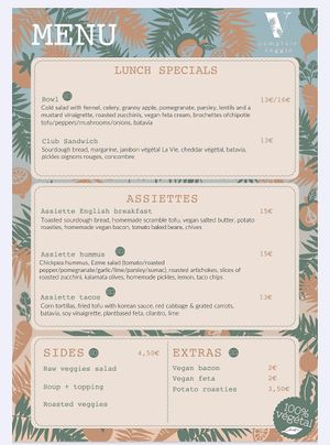 Menu September 2024 at Comptoir Veggie in Paris