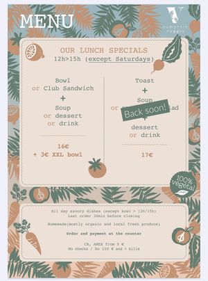 Menu September 2024 at Comptoir Veggie in Paris