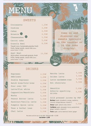 Menu September 2024 at Comptoir Veggie in Paris