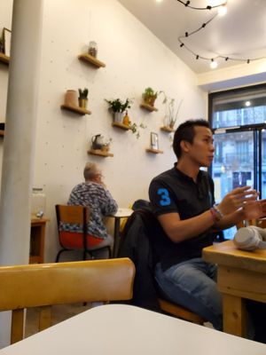 View from seat at Comptoir Veggie in Paris