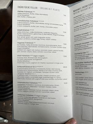 some part of the breakfast menu  at Scheunecafe in Dresden