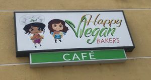Sign at The Happy Vegan Bakers in Hialeah