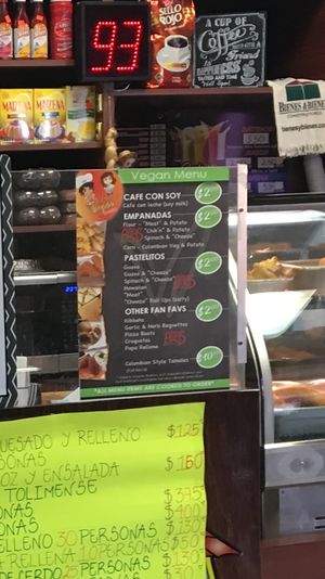 Vegan menu at The Happy Vegan Bakers in Hialeah