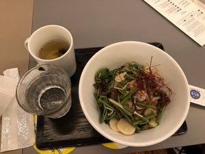 Veggie Mixed Rice - pour the soup over the rice after you eat the veggies for ochazuke! at Vege Deli Kanna - Shokudo in Kyoto