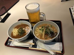 Curry, ramen and beer  at Vege Deli Kanna - Shokudo in Kyoto
