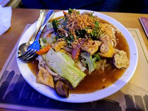 Fried Rice Noodles with Vegetables at Seattle Lotus Vegetarian in Seattle