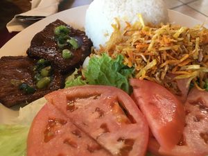 Veg Pork Chop & Rice at Seattle Lotus Vegetarian in Seattle