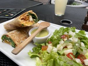 Crispy tofu burrito at Tacogreen in Queretaro