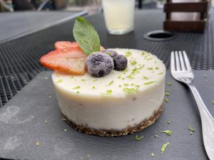 Lime cheesecake at Tacogreen in Queretaro