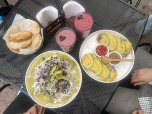 Chilaquiles y molletes  at Tacogreen in Queretaro