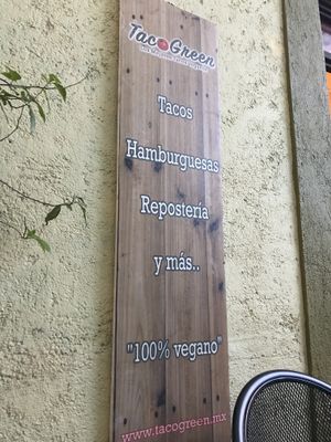 Sign outside at Tacogreen in Queretaro
