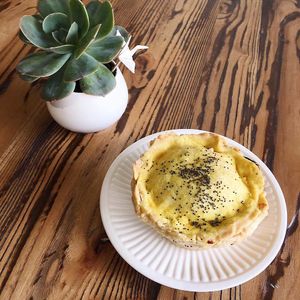 Award winning Vegan chickpea, pumpkin and coriander pie with incredible flaky pastry. at Manmaru in Dulwich Hill