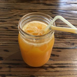 orange, mandarin and passionfruit cold pressed juice at Manmaru in Dulwich Hill