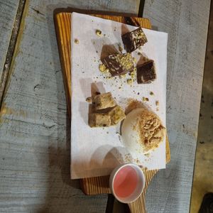 Amazing self made desserts 😍 White one with milk, others with tahini at Tantura in Lisbon