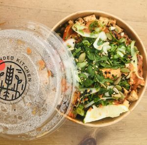 Spicy tofu vegan bibimbap  at Grounded Kitchen - Queens Rd in Leicester