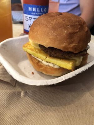 Special tofu egg cheese sausage YUM at Wiz Kid - Rittenhouse in Philadelphia