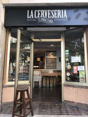 Entrance at La Cerveseria Clandestina in Barcelona