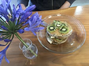 Vegan pancakes - yum! at Treze in Ponta Delgada