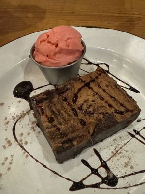 Warm peanut butter brownie and ice creamm  at Project Social in Ibiza