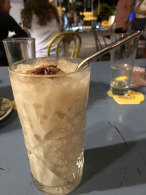 Sweet ice cold chai latte almond milk at Project Social in Ibiza