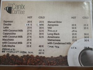 Menu drinks as of June 2019 at Canix Coffee in Ubud