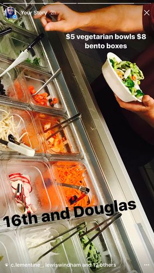 salad bar with loads of extra toppings at Nice Noodles in Omaha