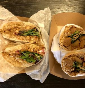 Vegan Chicken Curry Wrap and Bombay Sandwich  at Bombay Sandwich Co - W 35th St in New York City