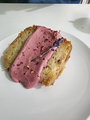 Lemon lavender cake at Bori Vegan in Guaynabo