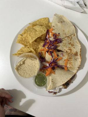 Vegadilla with hummus and chips  at Bori Vegan in Guaynabo