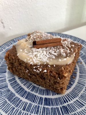 Coquito cake: was not sweet enough, and did not have a strong enough cinnamon flavor. I could taste the baking powder in every bite. Not a decadent dessert at all.   at Bori Vegan in Guaynabo
