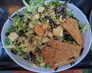 Caesar salad with "chicken" at P.S. Kitchen in New York City