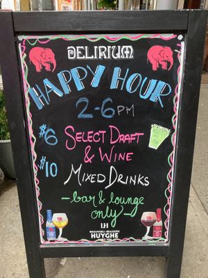 Happy hour signage at P.S. Kitchen in New York City