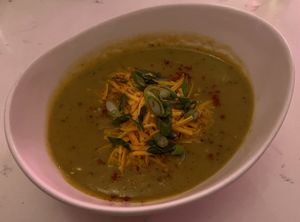 Broccoli cheddar soup  at P.S. Kitchen in New York City