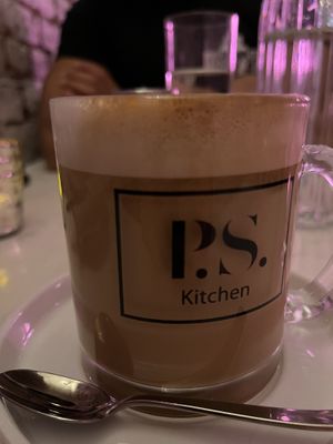 Oat milk latte  at P.S. Kitchen in New York City