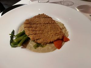 Alfredo with crispy chicken  at P.S. Kitchen in New York City