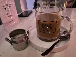 Oatmilk, almond milk or soynilk options  at P.S. Kitchen in New York City