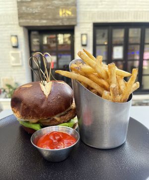 A winning combination: P.S. Burger with truffles fries   at P.S. Kitchen in New York City