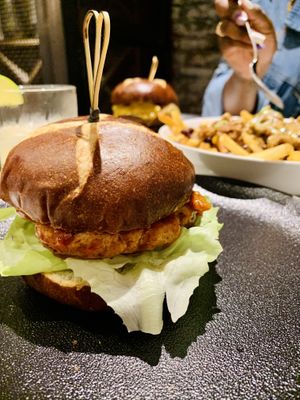 Sweet thai chili burger  at P.S. Kitchen in New York City